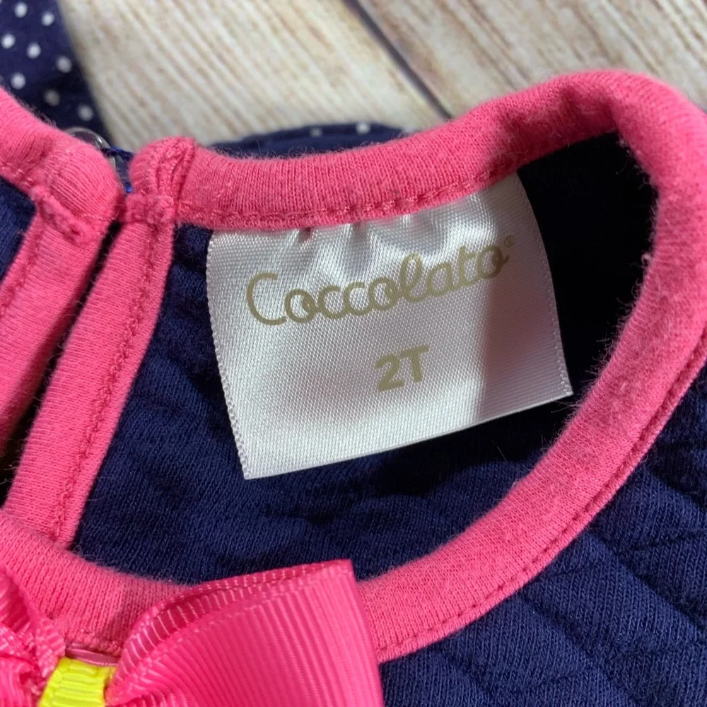 Coccolato Cap‎ Sleeve Quilted Top Dress W Polka Dot